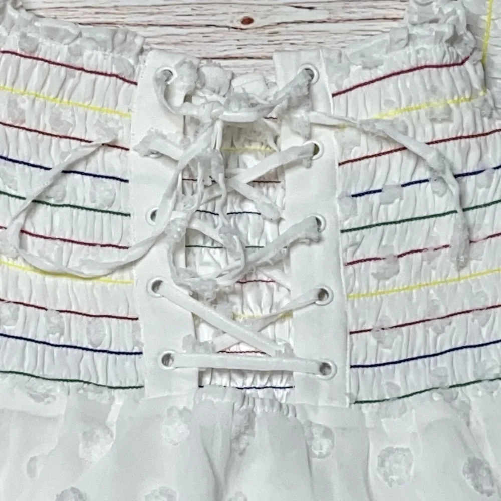 NWT Lovers + Friends Off The Shoulder Babydoll Mini Dress in White Sz S - Picture 13 of 16